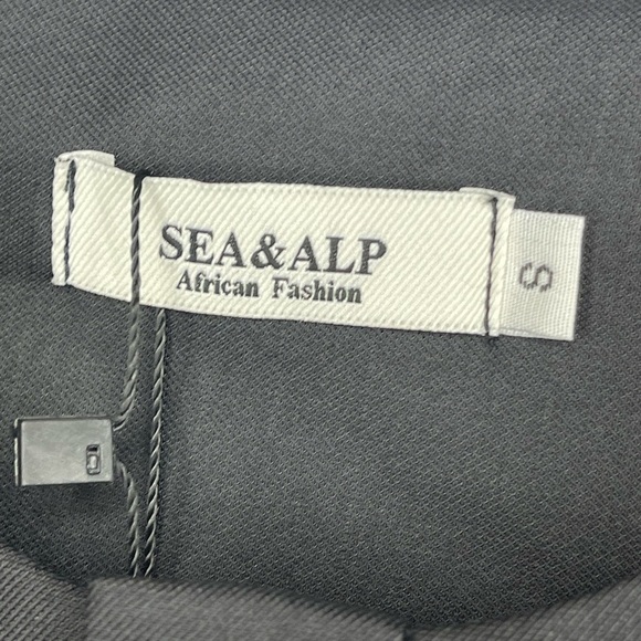 SEA&ALP African Dashiki Men’s Suit Small Black Summer Beachwear New - Picture 4 of 16